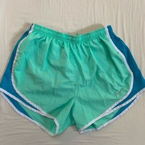 Nike Green and Blue Athletic Shorts Lightweight Retro Style